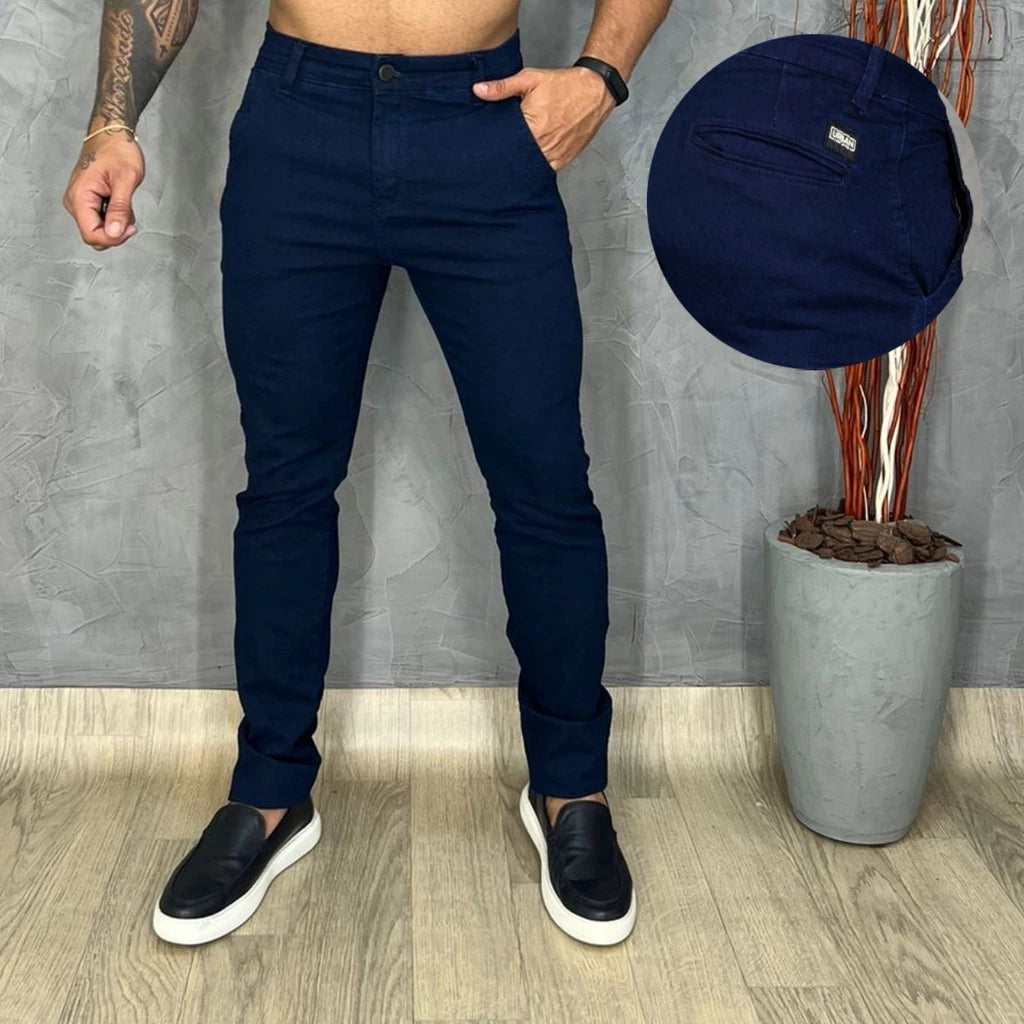 Calça Jeans Masculina Bolso Inclinado Esporte Fino Jeans Premium Slim Fit