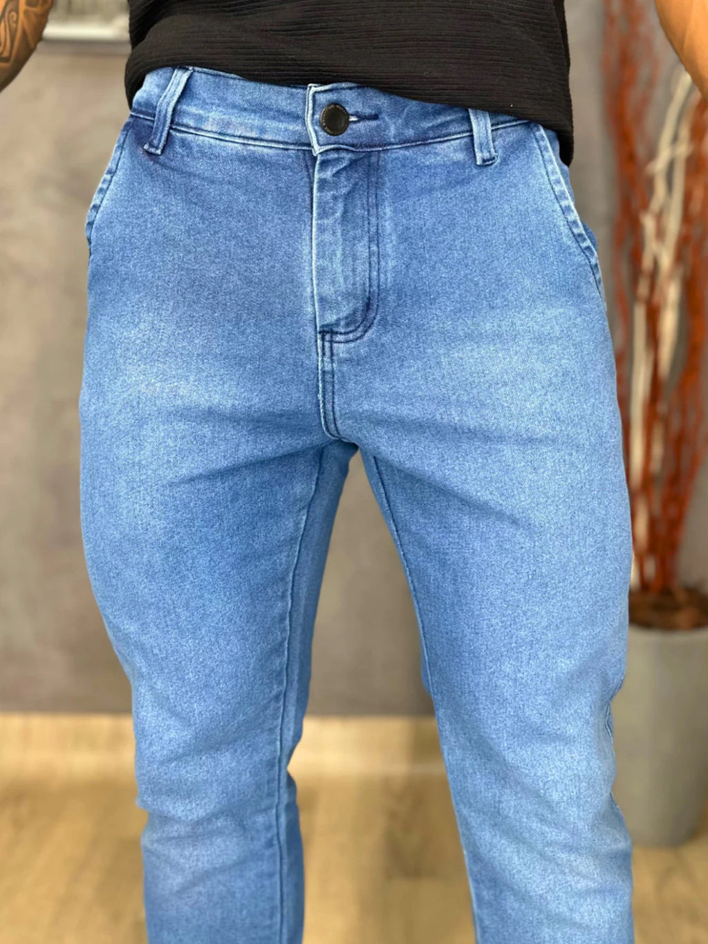 Calça Jeans Masculina Bolso Inclinado Esporte Fino Jeans Premium Slim Fit