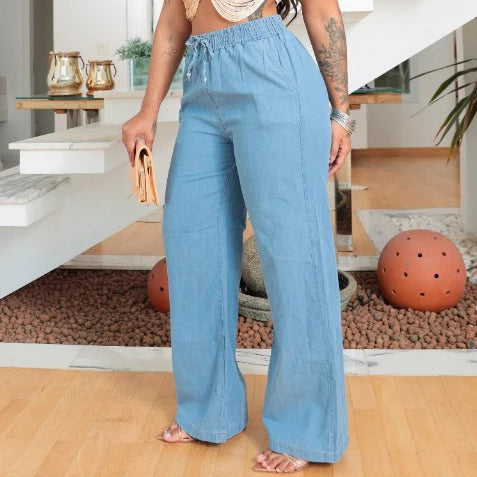 Calça Feminina Pantalona Jeans