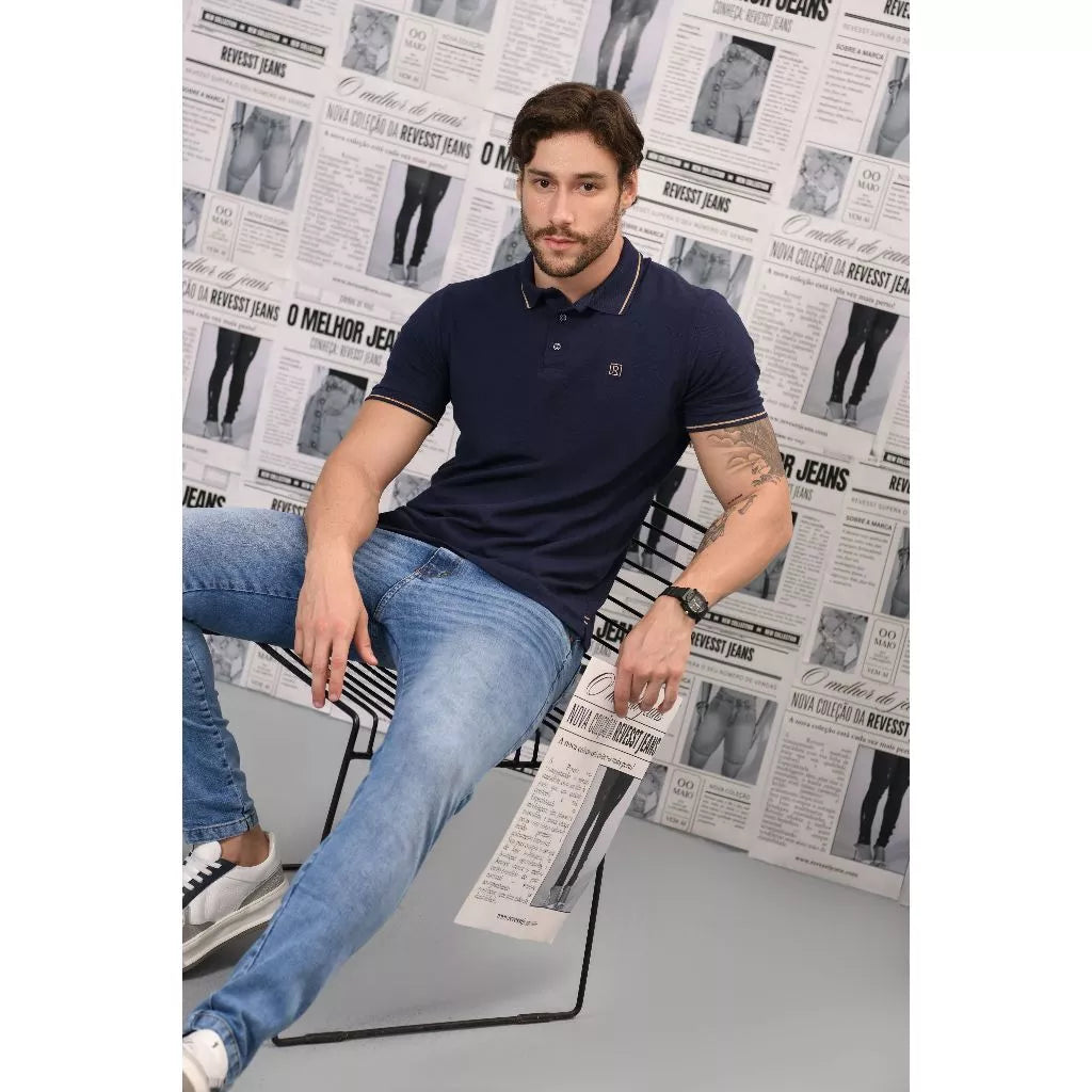 Calça Skinny Masculina Jeans Com Lycra, Tradicional Com Detalhe No Bolso Traseiro, Revesst Jeans
