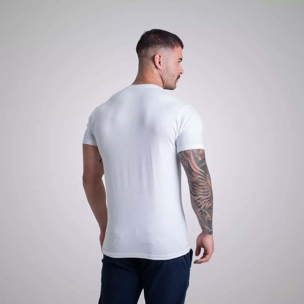 Camiseta Malha Algodão Egípcio Com Elastano Camisa Gola Redonda