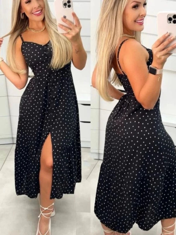 Vestido Feminino Longo Com Botões A Frente Com Babado e Bojo Elástico Costas Viscolinho Moda 2026