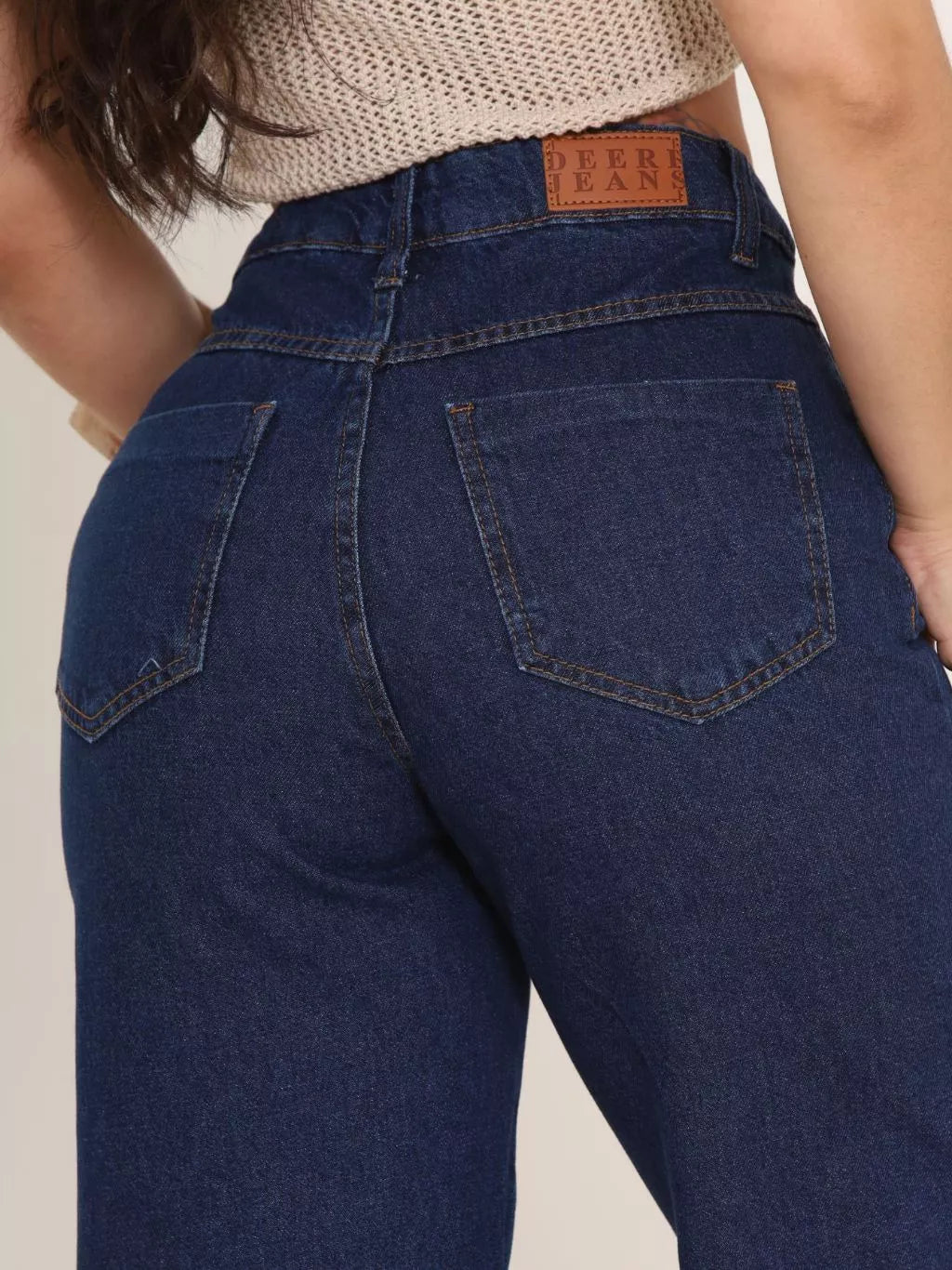 Calça Jeans Feminina Wide Leg Pantalona Cintura Alta Marmorizada Tecido 100% Algodão Blogueira