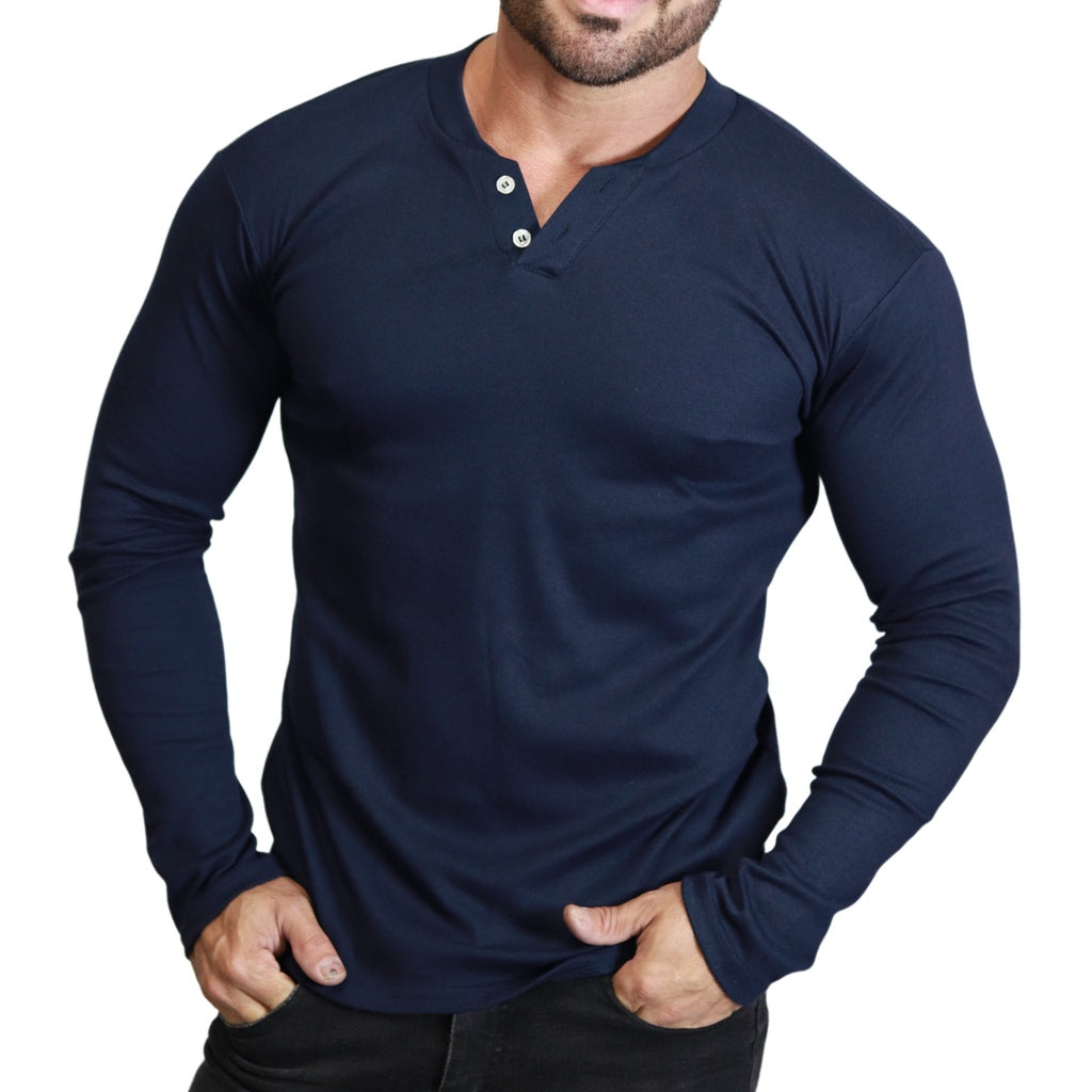 Camisa Henley Silver — Slim Fit