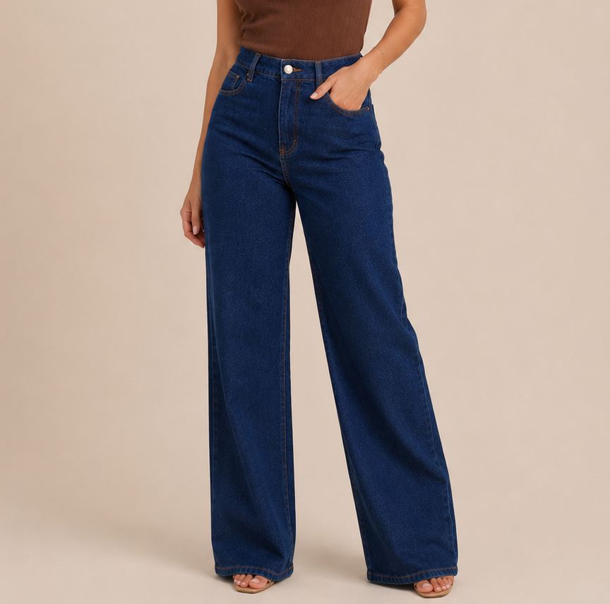 Calça Aurora — Wide Leg Marmorizada Premium