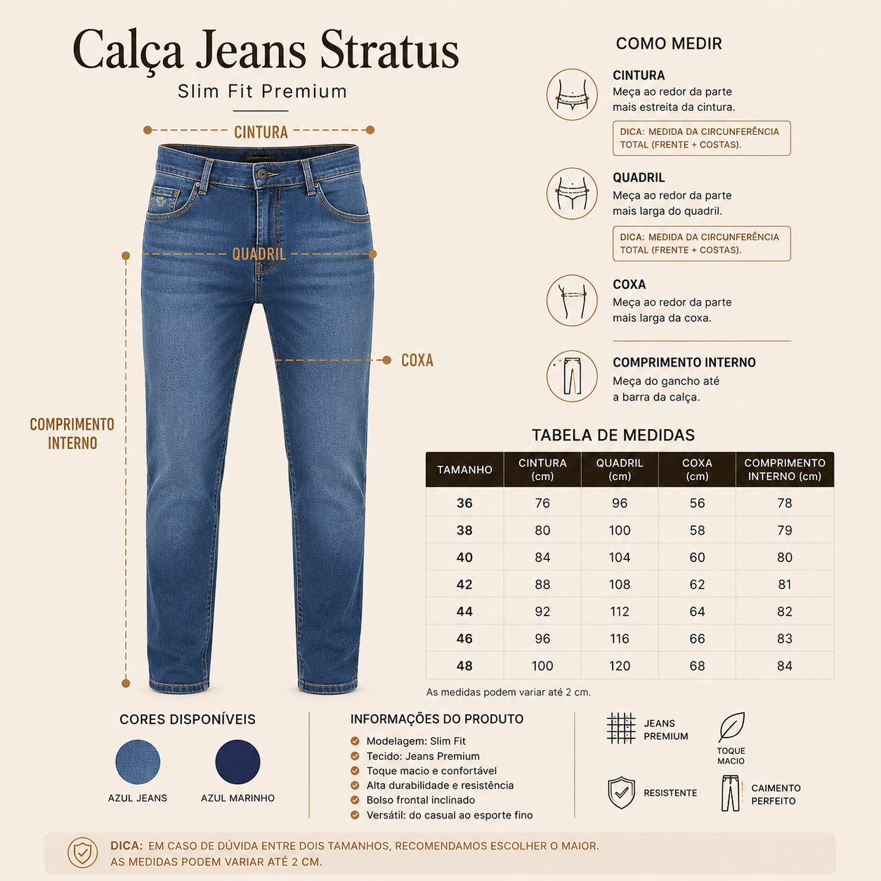 Calça Jeans Stratus — Slim Fit Premium