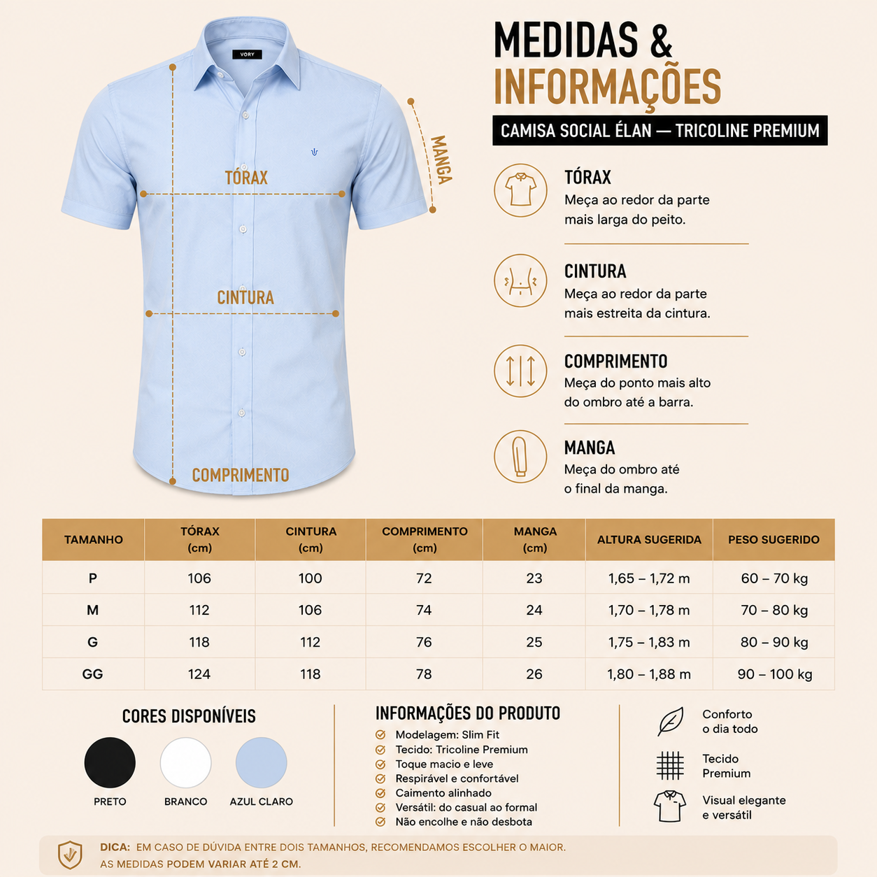 Camisa Social Élan — Tricoline Premium