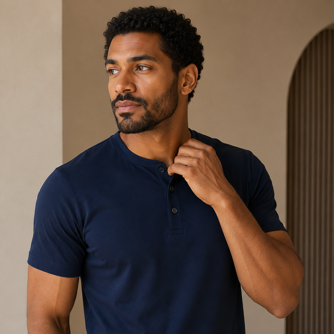 Camisa Henley Aura — Algodão Premium