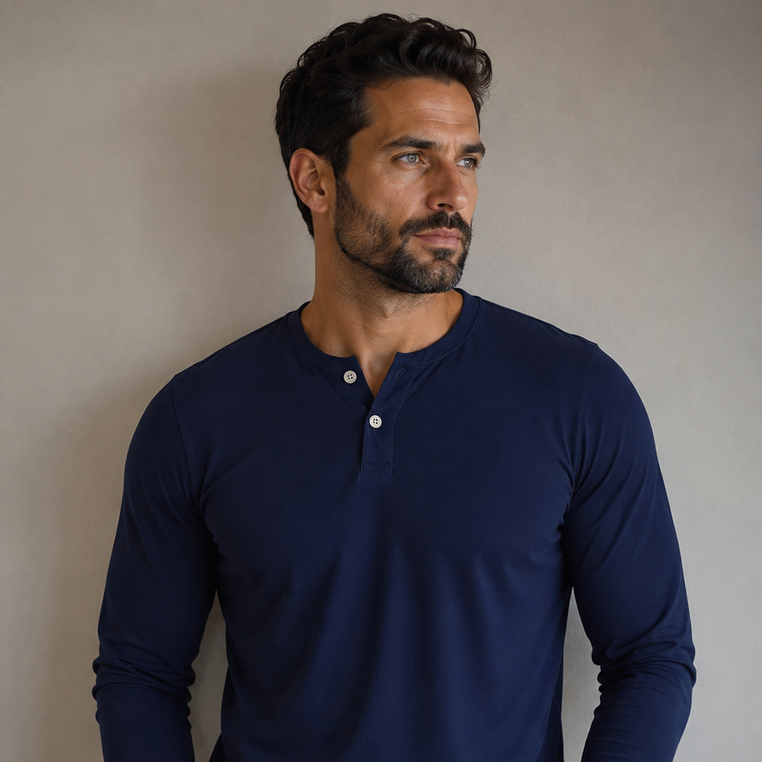 Camisa Henley Silver — Slim Fit