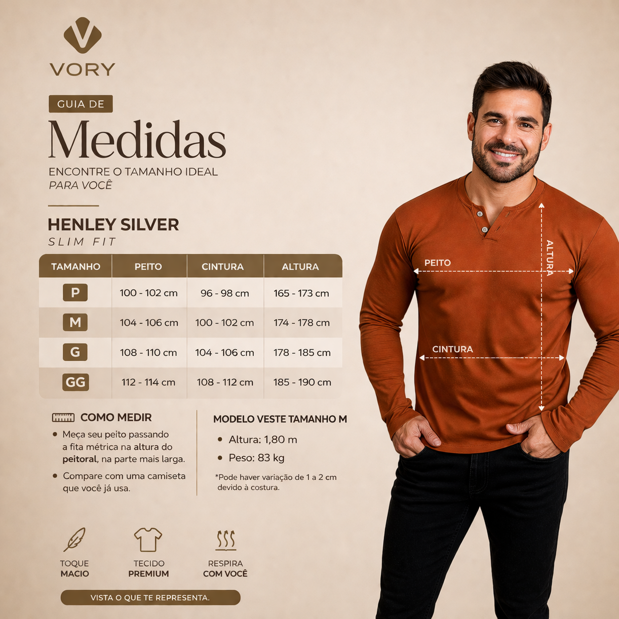 Camisa Henley Silver — Slim Fit