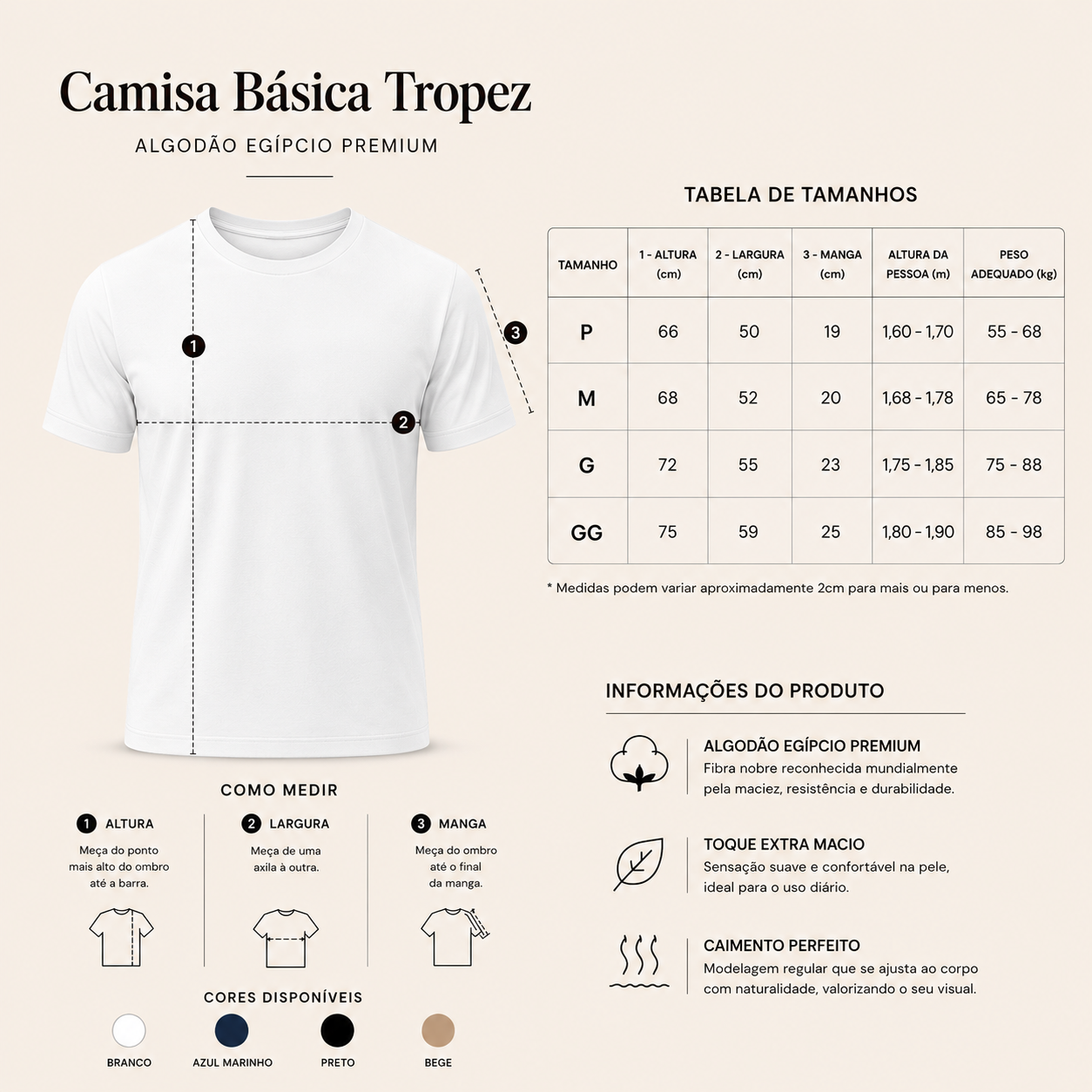 Camisa Básica Tropez — Algodão Egípcio Premium