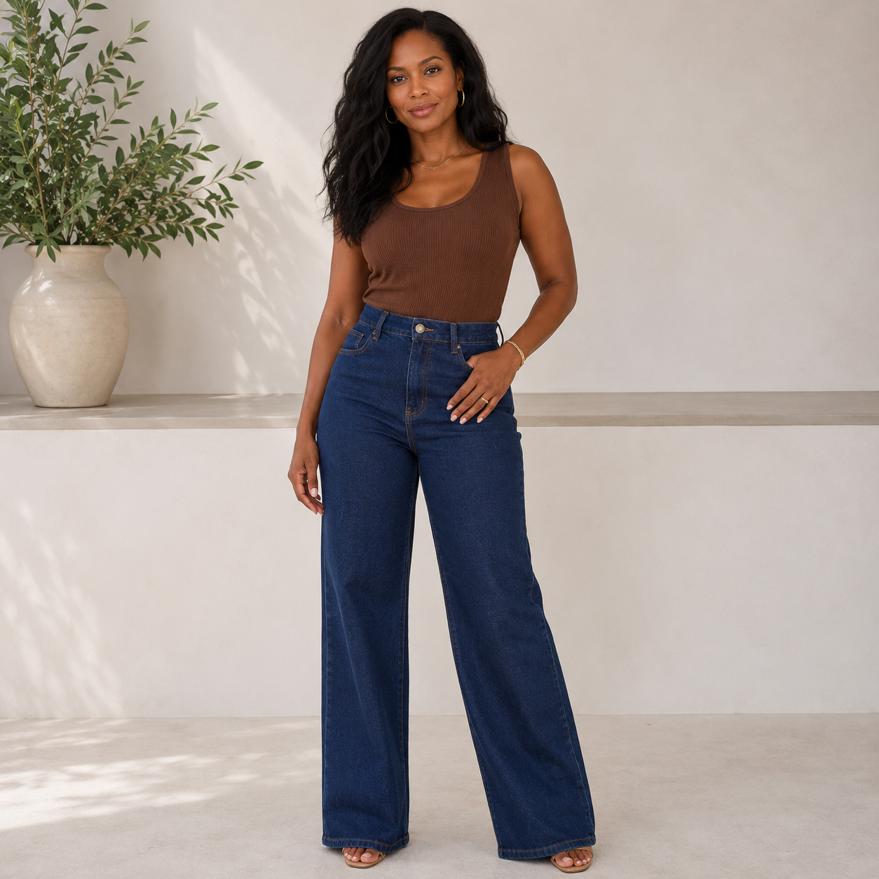 Calça Aurora — Wide Leg Marmorizada Premium